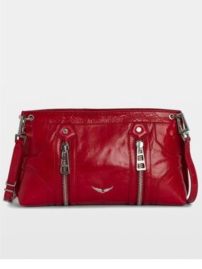 Zadig & Voltaire Red Leather Shoulder Bag with Silver Hardware